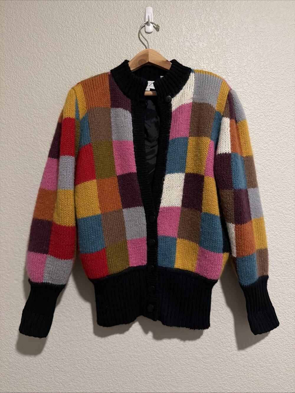 Vintage 80s 90s Cardigan Colorful Bold Rare Jumper Sweater Artsy Jacket OS